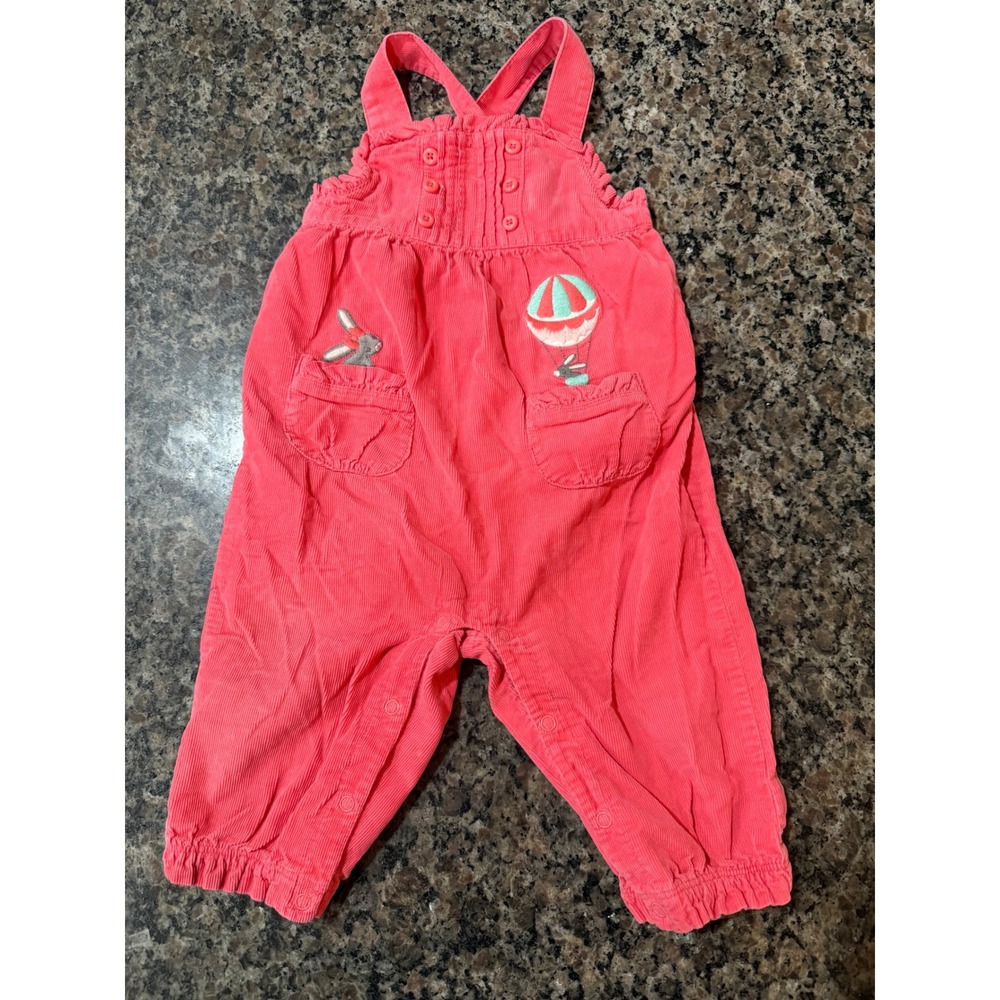 Gymboree Pink Corduroy Bunny Hot Air Balloon Overalls 6-12 Months RN70530